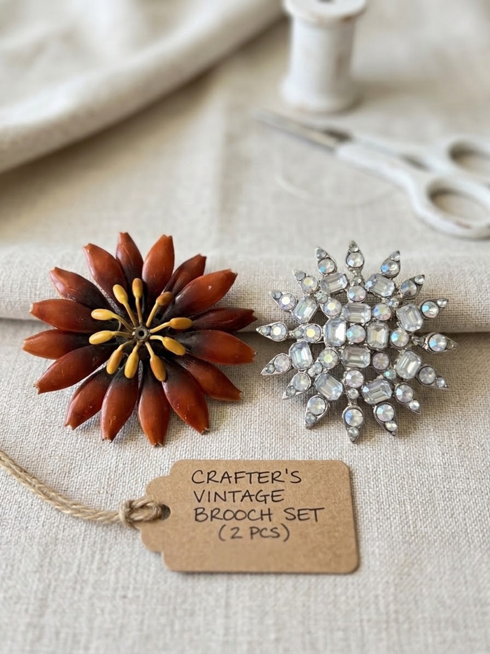 Vintage Brooch Lot Enamel Flower Rhinestone Starburst Crafting & Upcycling